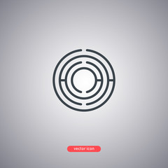 Black maze icon in lines style isolated on gray background. Minimalistic modern style. 
