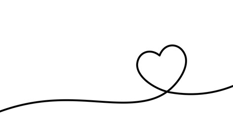 Valentines card with line art drawing of simple heart sign.