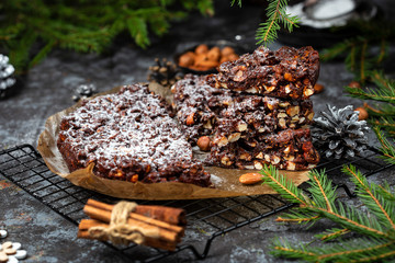 Panforte italian christmas cake with nuts and dried fruits