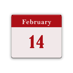 Valentines day calendar icon . 14 february