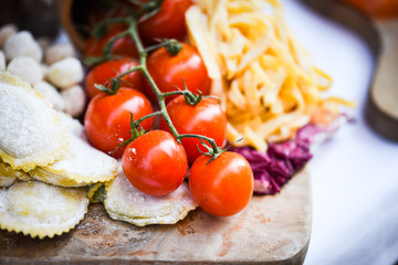 delicious fresh italian pasta close up view