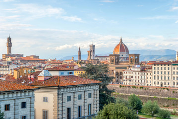 Fototapeta na wymiar Beautiful view on hart of amazing Florence city and the Cathedral at sunrise, Florence.
