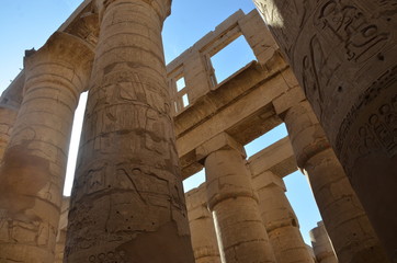 Great Hypostyle Hall and clouds at the Temples of Karnak (ancient Thebes). Luxor, Egypt