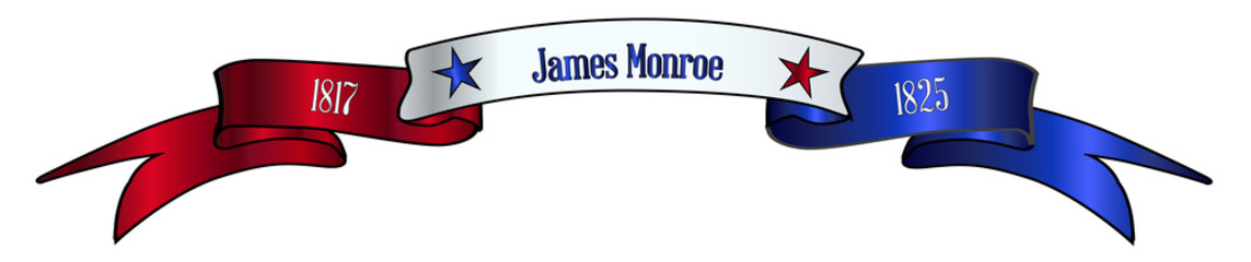 USA Red White And Blue James Monroe Ribbon Banner