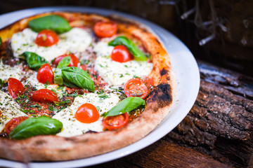 delicious italian pizza close up view