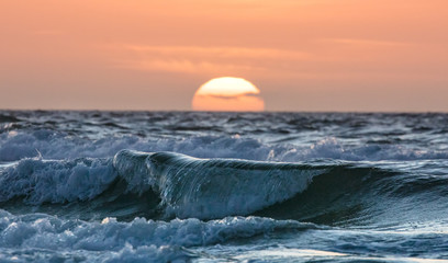 Panele Szklane  zachód słońca nad morzem