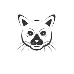 Fototapeta na wymiar Vector of a cat face icon to animal Black and White Logo, Sign, Design. symbol. Illustrator. on white background