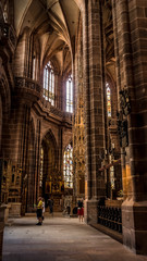 Inner nave of the medieval Cathedral of St. Lorenz, or Lawrence, Nuremberg