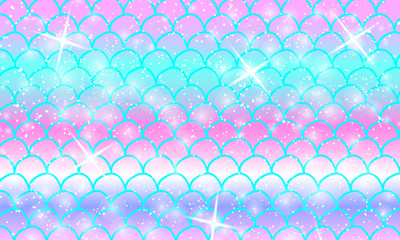 Mermaid kawaii pattern. Fish scale. Vector © KrikHill