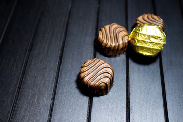 Various of sweet confectionery with chocolate candies and pralines. Handmade chocolates. Realistic...