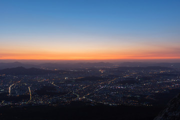 Fototapeta na wymiar Seoul City Skyline at Sunrise South Korea.