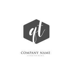 Handwritten initial letter Q T QT for identity and logo. Vector logo template with handwriting and signature style.