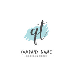 Handwritten initial letter Q T QT for identity and logo. Vector logo template with handwriting and signature style.