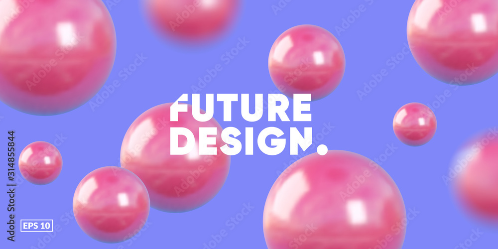Poster 3d balls render composition. esp10 vector.