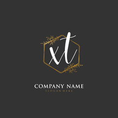  Handwritten initial letter X T XT for identity and logo. Vector logo template with handwriting and signature style.