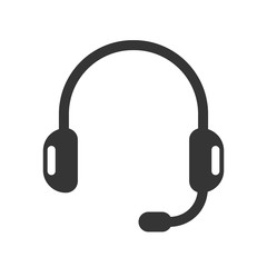 Vector Headphones icon. Headphones with microphone