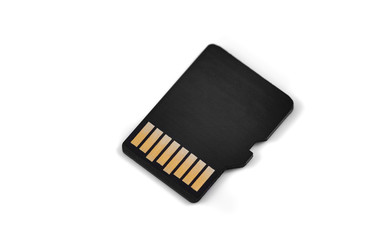MicroSD card on the white background macro