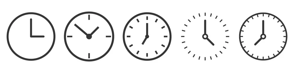 Foto op Plexiglas Vector Time and Clock icons in thin line style. © chekman