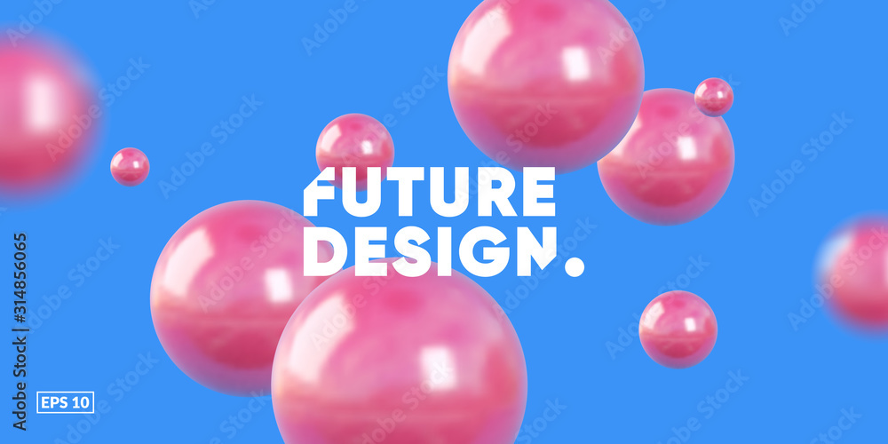 Poster 3d balls render composition. esp10 vector.