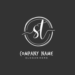 Handwritten initial letter S T ST for identity and logo. Vector logo template with handwriting and signature style.