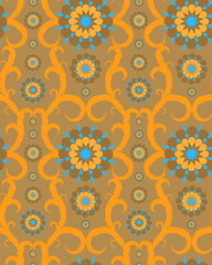 Hand drawn, textured, islamic style floral pattern for backdrop/home decor/gift wrap/ product packaging/ textile/ fabric print etc