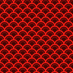 Seamless pattern ocean waves, Chinese New Year theme, red and black color.