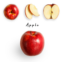 Set of red apples isolated on a white background top view