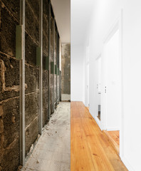 flat renovation, home interior before and after modernization -