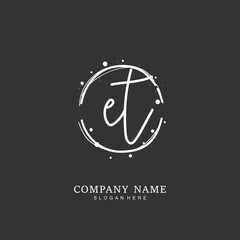 Handwritten initial letter E T ET for identity and logo. Vector logo template with handwriting and signature style.