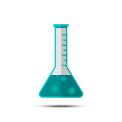 Chemical bottle flat icon on white isolated background
