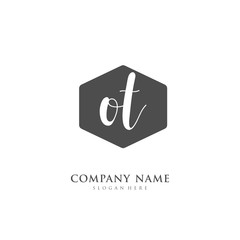 Handwritten initial letter O T OT for identity and logo. Vector logo template with handwriting and signature style.