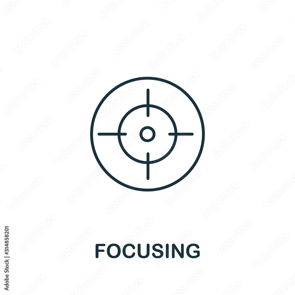 Poster focusing icon. line style symbol from productivity icon collection. focusing creative element for lo