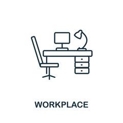 Workplace icon. Line style symbol from productivity icon collection. Workplace creative element for logo, infographic, ux and ui