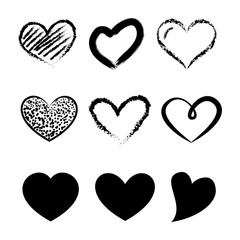 Walentynki - zestaw czarnych serc - obrazy, fototapety, plakaty