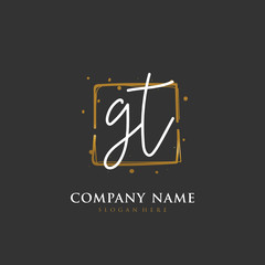 Handwritten initial letter G T GT for identity and logo. Vector logo template with handwriting and signature style.