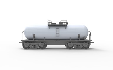 3d rendering of a railroad wagon with a tank isolated in white background