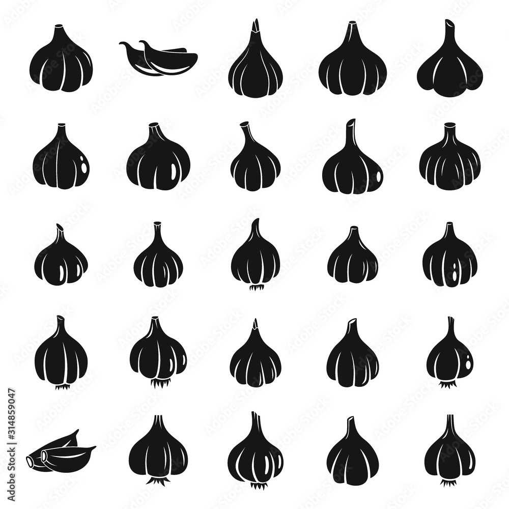Aufkleber garlic icons set. simple set of garlic vector icons for web design on white background
