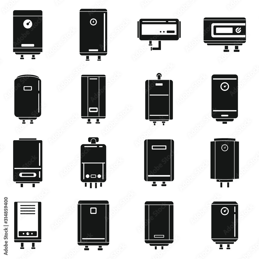 Aufkleber boiler gas icons set. simple set of boiler gas vector icons for web design on white background