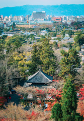 Ancient temple with autumn trees