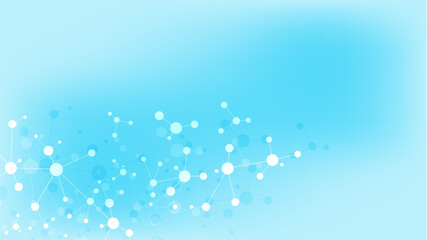 Abstract background of molecules. Molecular structures or DNA strand, genetic engineering, neural network, innovation technology, scientific research. Technological, science and medicine concept.