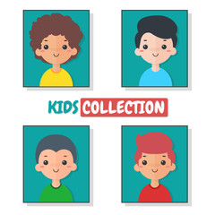 Vector boy collection. Children of different nationalities who are currently enjoying.