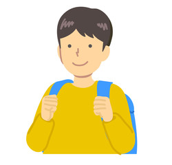 黄色い服を着たリュックを背負う男の子