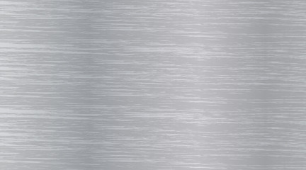 Vector texture of aluminum. Background metal brushes with shiny light. White and grey steel material wallpaper. EPS 10 illustration.