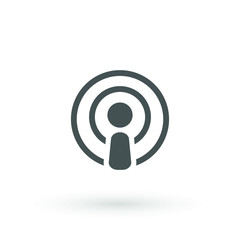 Podcast icon flat design. Podcast Icon. Broadcasting Illustration As A Simple Vector Sign Trendy Symbol for Design, Websites, Presentation or Application. Vector illustration.