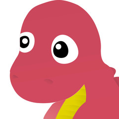 Illustration of Red Dinosaur Cartoon, Cute Funny Character, Flat Design