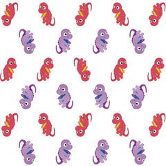  The Amazing of Purple and Red Dinosaur Illustration, Cartoon Funny Character, Pattern Wallpaper