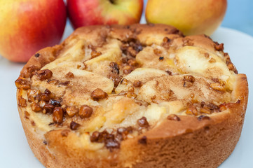 Apple tart. Gourmet traditional holiday apple pie sweet baked dessert food with cinnamon and apples...