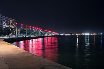 Fototapeta na wymiar Thessaloniki's new seaside. Colorful port in Greece.