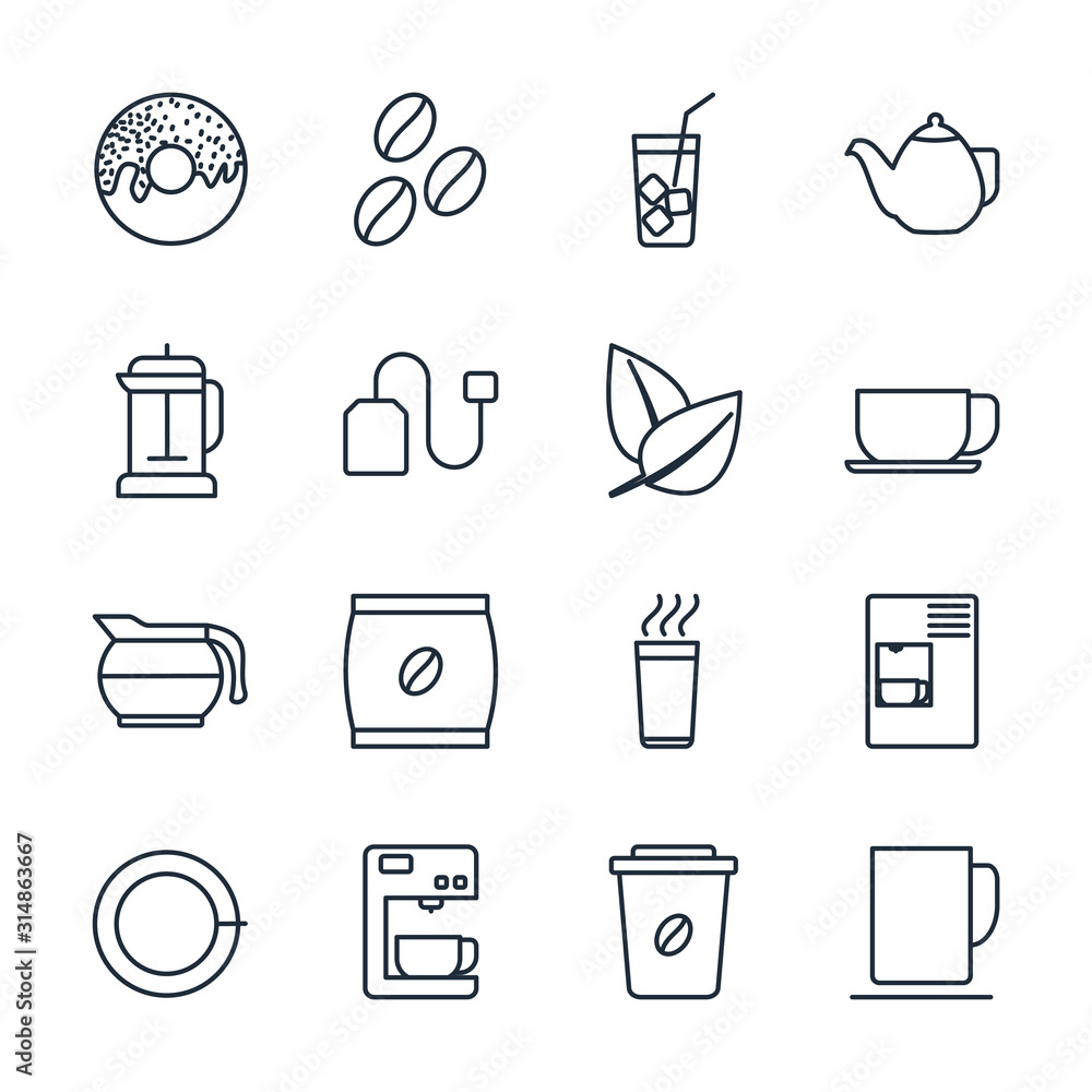 Poster set coffee icon template color editable. coffee house, coffee shop element pack symbol vector sign i