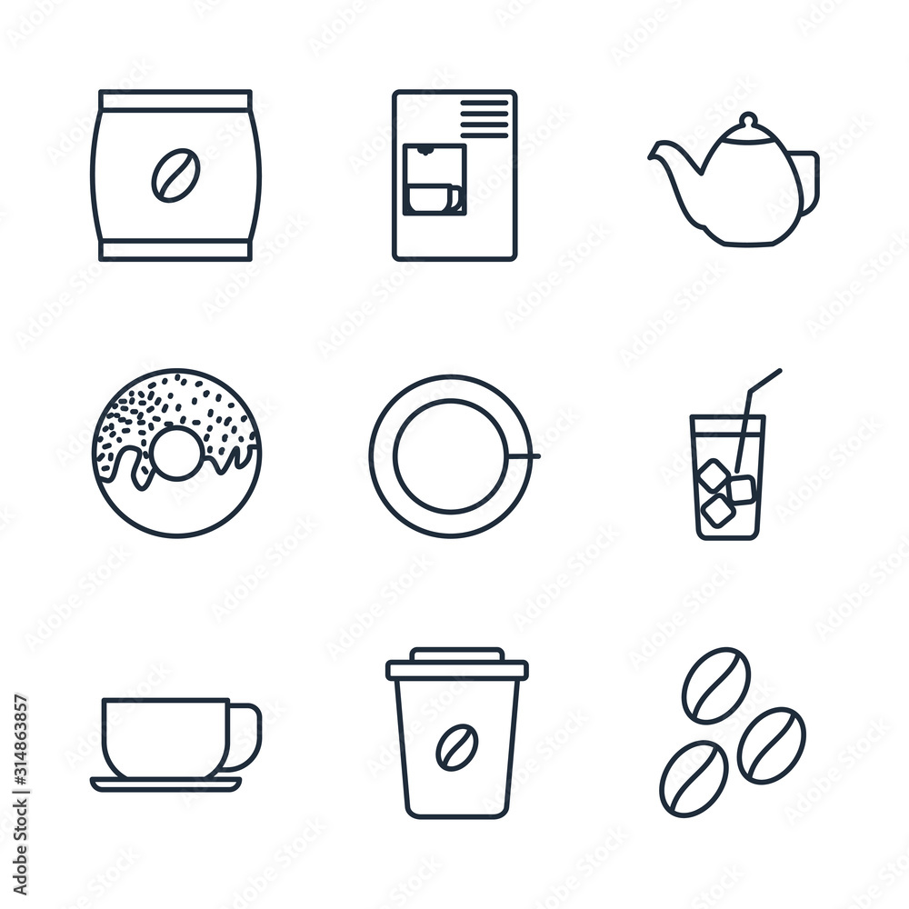 Poster set coffee icon template color editable. coffee house, coffee shop element pack symbol vector sign i
